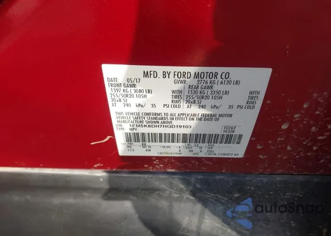 2017 Ford Explorer Xlt z USA, uszkodzony, nr VIN 1FM5K8DH7HGD19103